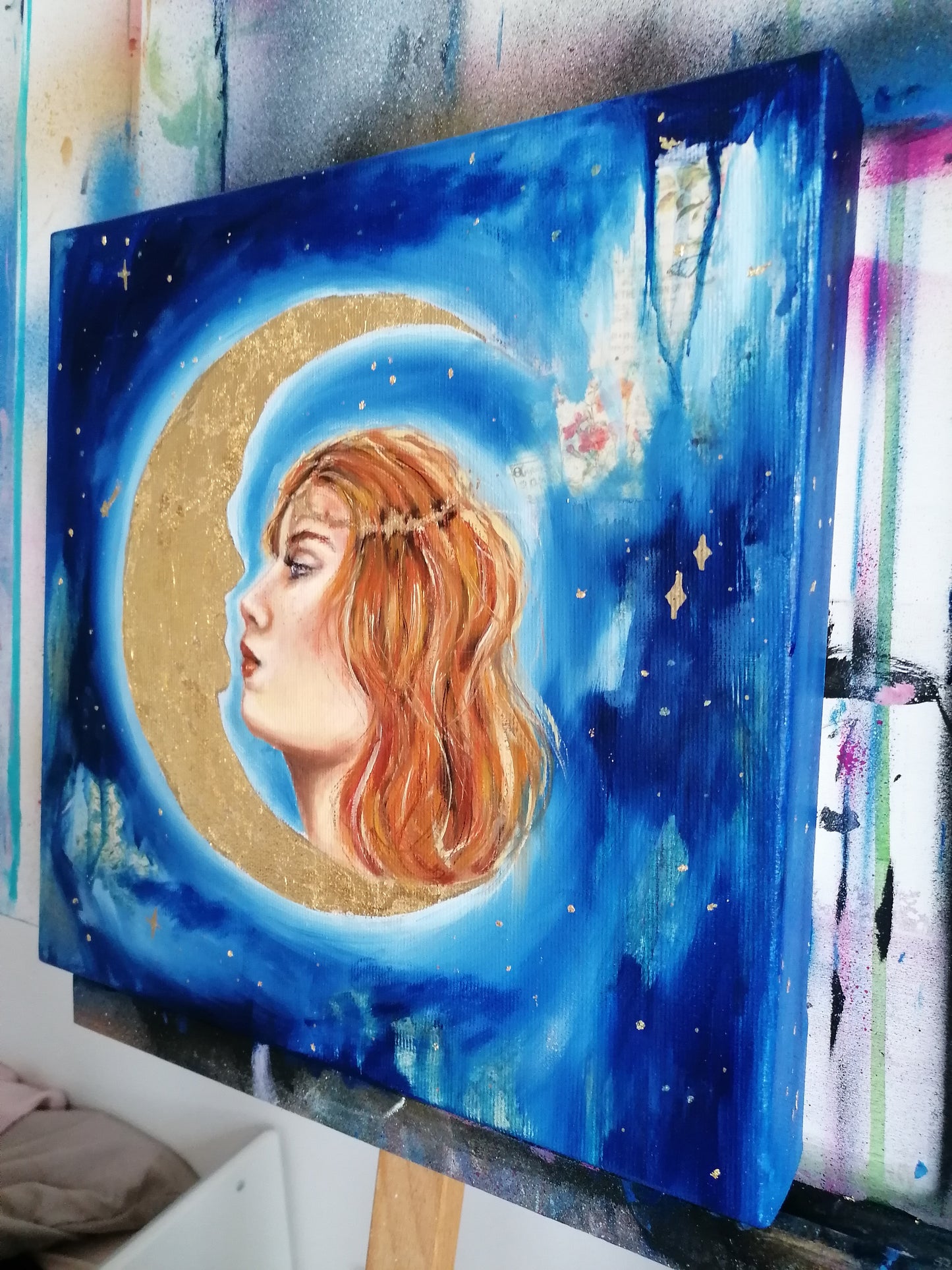 "Half Moon Fairy Goddess" Original Painting