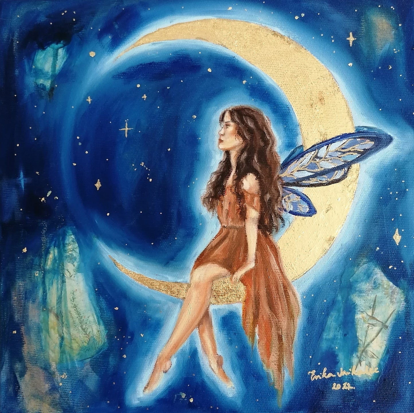 "Half Moon Fairy Goddess" Original Painting