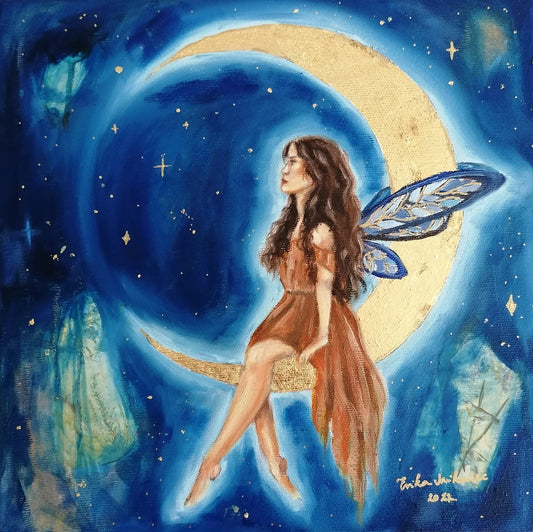 "Half Moon Fairy Goddess" Original Painting