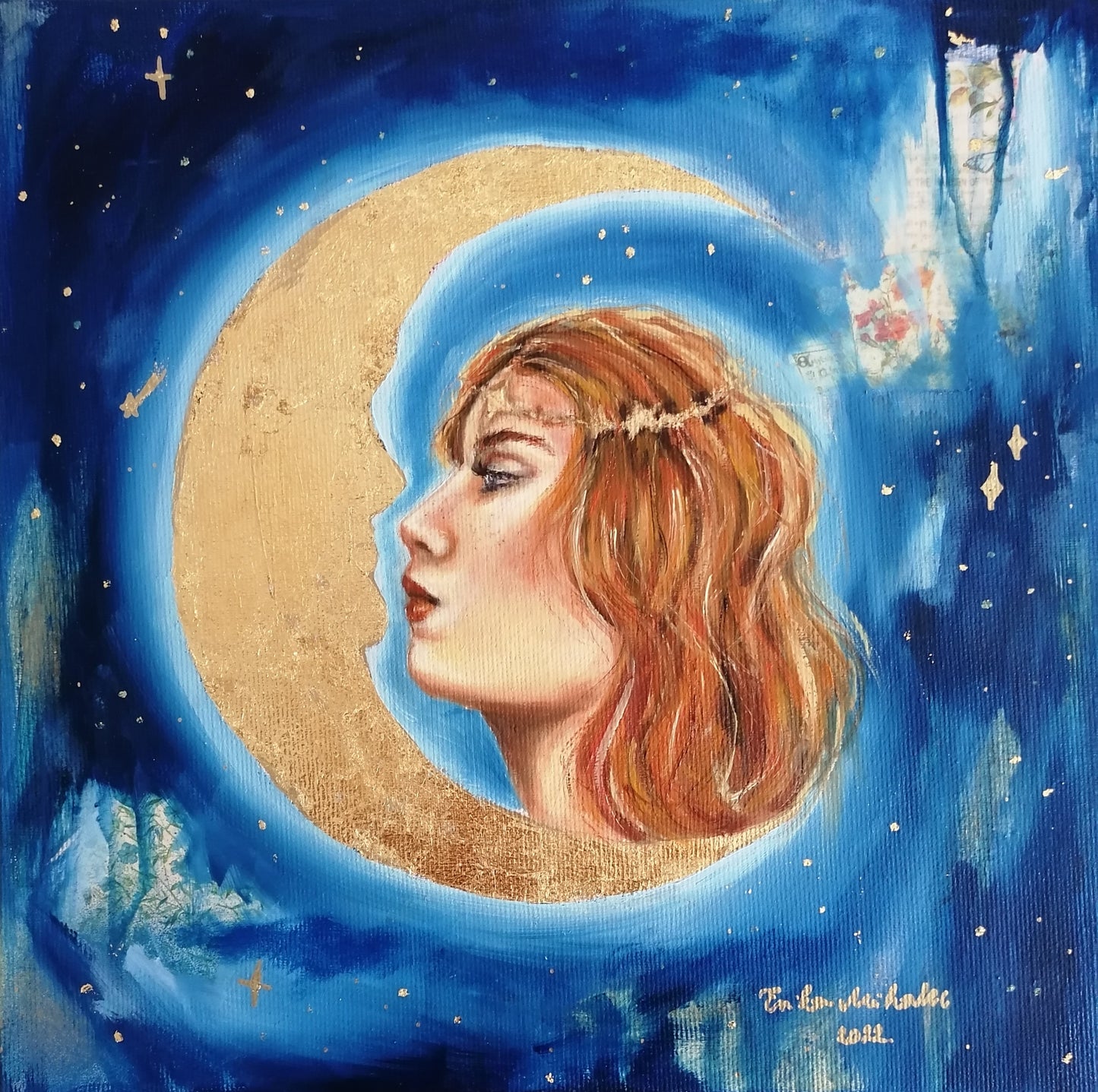 "Half Moon Fairy Goddess" Original Painting